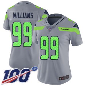 cheap Seahawks #99 Leonard Williams Gray Women's Stitched NFL Limited Inverted Legend 100th Season Jersey