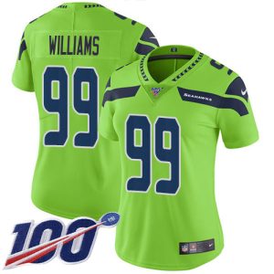 seahawks #99 leonard williams green women's stitched nfl limited rush 100th season wholesale jersey