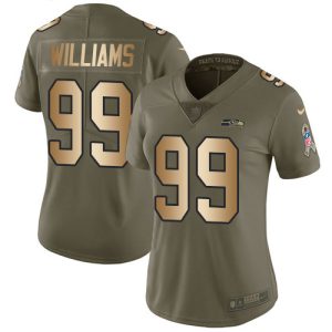 wholesale Seahawks #99 Leonard Williams Olive/Gold Women's Stitched NFL Limited 2017 Salute To Service Jersey