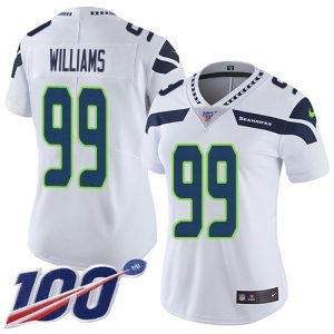 cheap Seahawks #99 Leonard Williams White Women's Stitched NFL 100th Season Vapor Limited Jersey