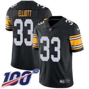 cheap Steelers #33 Jalen Elliott Black Alternate Men's Stitched NFL 100th Season Vapor Limited Jersey