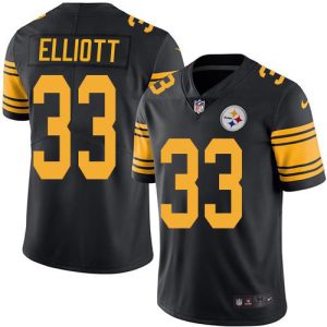 cheap Steelers #33 Jalen Elliott Black Men's Stitched NFL Limited Rush Jersey