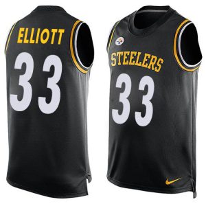 Steelers #33 Jalen Elliott Black Team Color Men's Stitched NFL Limited Tank Top Jersey