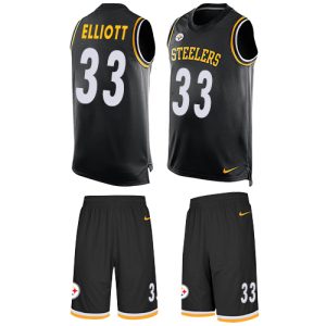 wholesale Steelers #33 Jalen Elliott Black Team Color Men's Stitched NFL Limited Tank Top Suit Jersey