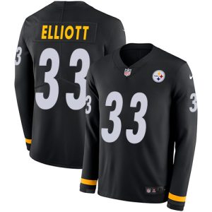 Steelers #33 Jalen Elliott Black Team Color Youth Stitched NFL Limited Therma Long Sleeve Jersey