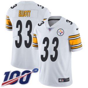 cheap Steelers #33 Jalen Elliott White Men's Stitched NFL 100th Season Vapor Limited Jersey