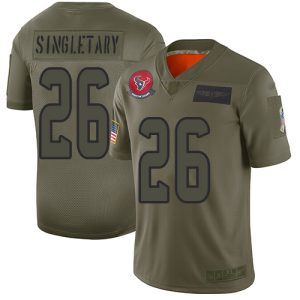 Texans #26 Devin Singletary Camo Youth Stitched NFL Limited 2019 Salute To Service Jersey