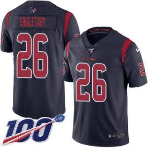 texans #26 devin singletary navy blue men's stitched nfl limited rush 100th season wholesale jersey