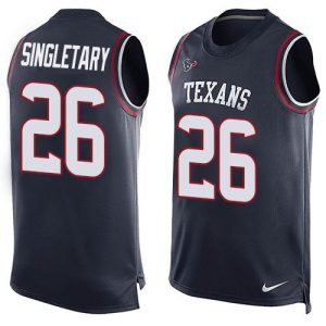 Texans #26 Devin Singletary Navy Blue Team Color Men's Stitched NFL Limited Tank Top Jersey