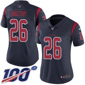 Texans #26 Devin Singletary Navy Blue Women's Stitched NFL Limited Rush 100th Season Jersey