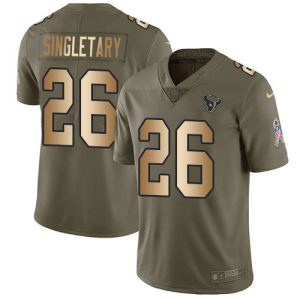 texans #26 devin singletary olive/gold men's stitched nfl limited 2017 salute to service cheap jersey