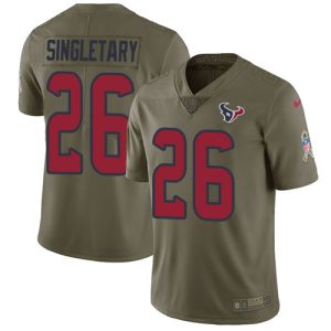 cheap Texans #26 Devin Singletary Olive Men's Stitched NFL Limited 2017 Salute To Service Jersey