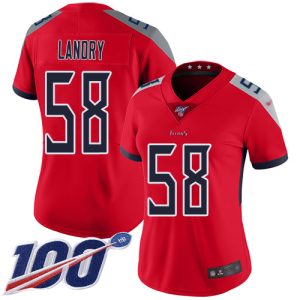 cheap Titans #58 Harold Landry Red Women's Stitched NFL Limited Inverted Legend 100th Season Jersey