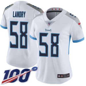 Titans #58 Harold Landry White Women's Stitched NFL 100th Season Vapor Limited Jersey