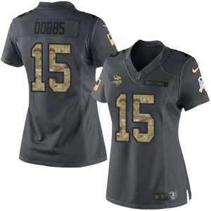 vikings #15 josh dobbs black women's stitched nfl limited 2016 salute to service cheap jersey