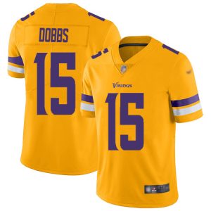 cheap Vikings #15 Josh Dobbs Gold Men's Stitched NFL Limited Inverted Legend Jersey