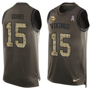 cheap Vikings #15 Josh Dobbs Green Men's Stitched NFL Limited Salute To Service Tank Top Jersey