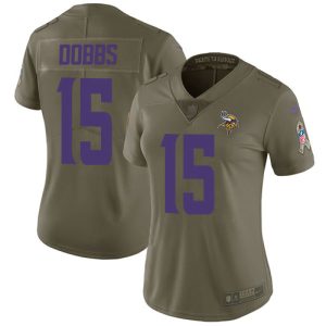 cheap Vikings #15 Josh Dobbs Olive Women's Stitched NFL Limited 2017 Salute To Service Jersey