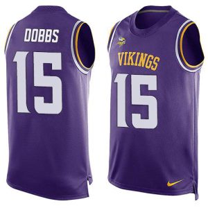 cheap Vikings #15 Josh Dobbs Purple Team Color Men's Stitched NFL Limited Tank Top Jersey