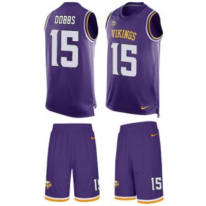 Vikings #15 Josh Dobbs Purple Team Color Men's Stitched NFL Limited Tank Top Suit Jersey