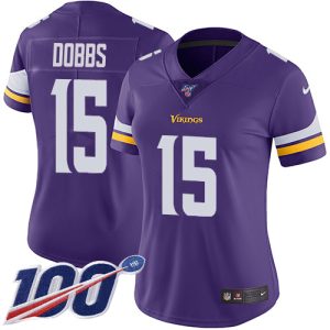 Vikings #15 Josh Dobbs Purple Team Color Women's Stitched NFL 100th Season Vapor Untouchable Limited Jersey