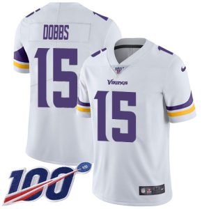 Vikings #15 Josh Dobbs White Youth Stitched NFL 100th Season Vapor Untouchable Limited Jersey