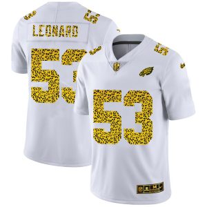 philadelphia eagles #53 shaquille leonard men's flocked leopard print vapor limited nfl cheap jersey white