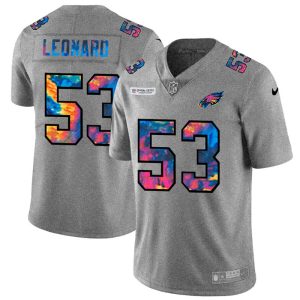 Philadelphia Eagles #53 Shaquille Leonard Men's Multi-Color 2020 NFL Crucial Catch NFL Jersey Greyheather