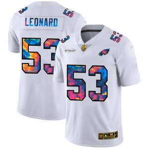 wholesale Philadelphia Eagles #53 Shaquille Leonard Men's White Multi-Color 2020 NFL Crucial Catch Limited NFL Jersey