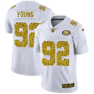 san francisco 49ers #92 chase young men's flocked leopard print vapor limited nfl cheap jersey white