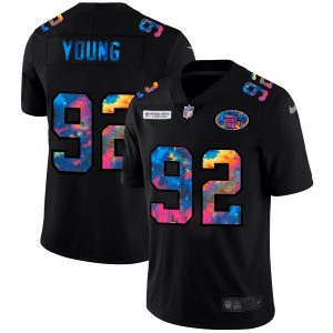 wholesale San Francisco 49ers #92 Chase Young Men's Multi-Color Black 2020 NFL Crucial Catch Vapor Untouchable Limited Jersey