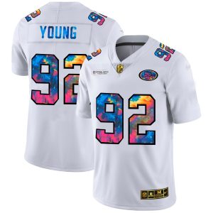 cheap San Francisco 49ers #92 Chase Young Men's White Multi-Color 2020 NFL Crucial Catch Limited NFL Jersey