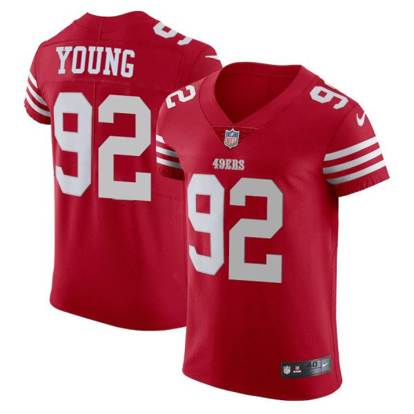 san francisco 49ers #92 chase young scarlet men's 2022-23 authentic stitched nfl vapor untouchable elite cheap jersey