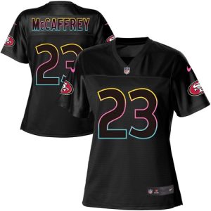 wholesale 49ers #23 Christian McCaffrey Black Women's NFL Fashion Game Jersey