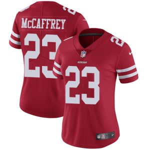 cheap 49ers #23 Christian McCaffrey Red Team Color Women's Stitched NFL Vapor Untouchable Limited Jersey