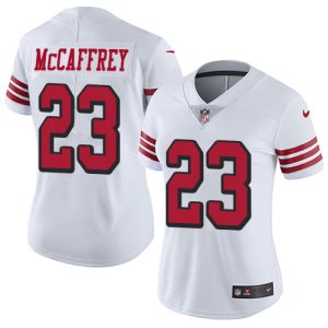 49ers #23 Christian McCaffrey White Rush Women's Stitched NFL Vapor Untouchable Limited Jersey