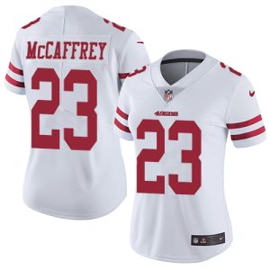 49ers #23 Christian McCaffrey White Women's Stitched NFL Vapor Untouchable Limited Jersey