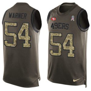 49ers #54 Fred Warner Green Men's Stitched NFL Limited Salute To Service Tank Top Jersey