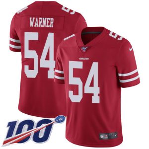 cheap 49ers #54 Fred Warner Red Team Color Men's Stitched NFL 100th Season Vapor Limited Jersey