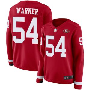 49ers #54 fred warner red team color women's stitched nfl limited therma long sleeve cheap jersey