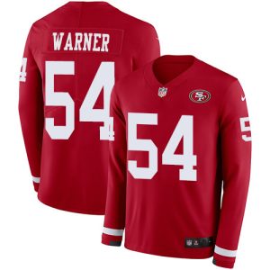 49ers #54 Fred Warner Red Team Color Youth Stitched NFL Limited Therma Long Sleeve Jersey