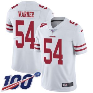 cheap 49ers #54 Fred Warner White Men's Stitched NFL 100th Season Vapor Limited Jersey