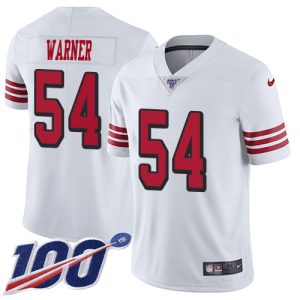 49ers #54 Fred Warner White Rush Men's Stitched NFL Limited 100th Season Jersey