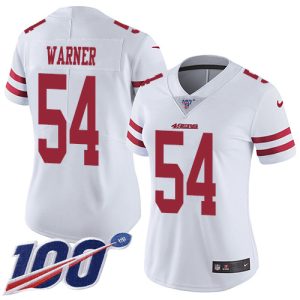 49ers #54 Fred Warner White Women's Stitched NFL 100th Season Vapor Limited Jersey