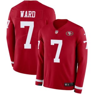 cheap 49ers #7 Charvarius Ward Red Team Color Men's Stitched NFL Limited Therma Long Sleeve Jersey