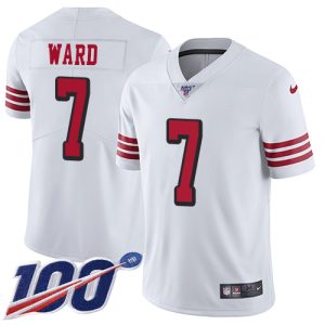 49ers #7 Charvarius Ward White Rush Men's Stitched NFL Limited 100th Season Jersey