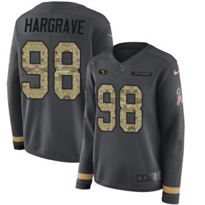 49ers #98 javon hargrave anthracite salute to service women's stitched nfl limited therma long sleeve cheap jersey