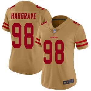 49ers #98 Javon Hargrave Gold Women's Stitched NFL Limited Inverted Legend Jersey