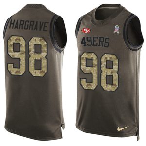 49ers #98 javon hargrave green men's stitched nfl limited salute to service tank top wholesale jersey