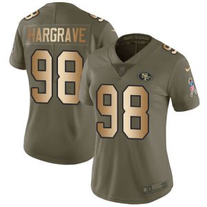 cheap 49ers #98 Javon Hargrave Olive/Gold Women's Stitched NFL Limited 2017 Salute To Service Jersey